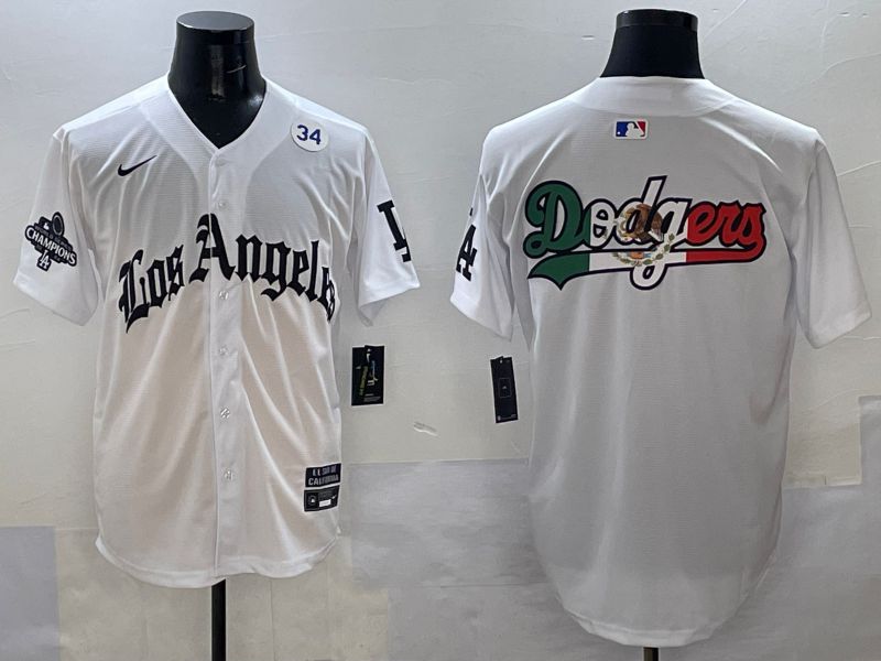 Men Los Angeles Dodgers Blank White Five generations Joint Name 2025 Nike MLB Jersey style 48->los angeles dodgers->MLB Jersey